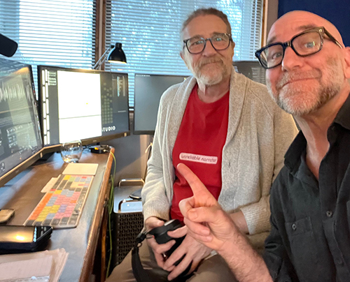 Daniel and Justin in the control room at Landen Park Studio, February 2026